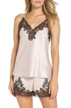 Natori Feathers Charm Satin Short Pajamas In Rose Beige