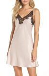 Natori Feather Lace Trim Chemise In Rose Beige