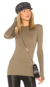 Enza Costa Cashmere Cuffed Crew Top In Pebble