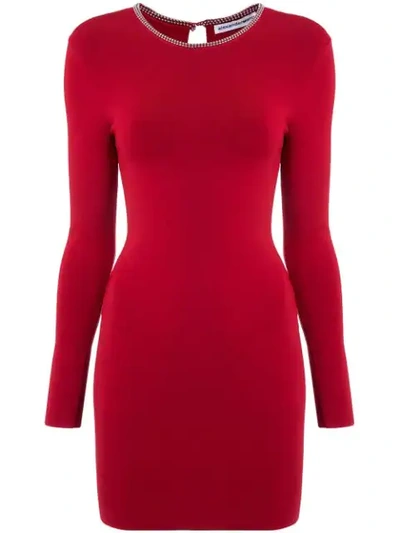 Alexander Wang Dress With Tubular Ball Chain Neckline In Red