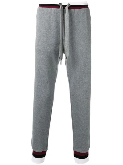 Dolce & Gabbana Embroidered Crown Track Pants In Grigio Multicolor