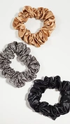 Slip Pure Silk 3-pack Large Scrunchies (3 Piece) In Mixed Leopard