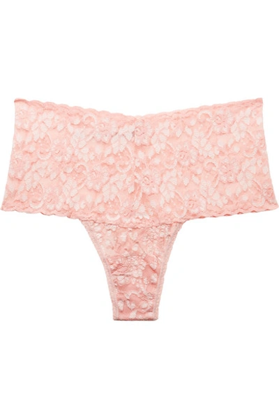 Hanky Panky Cross Dyed Retro Lace Thong In Blush
