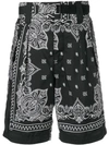 Sacai Banda Print Shorts In Black