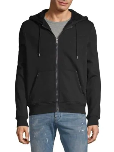 Michael Kors Sherpa-lined Zip-front Hoodie In Black
