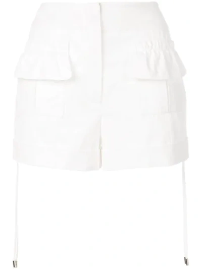 Carven High-rise Poplin Ruffle Shorts In Antique White