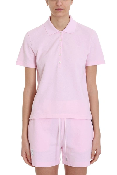 Thom Browne Pink Piqu? Polo In Rose-pink