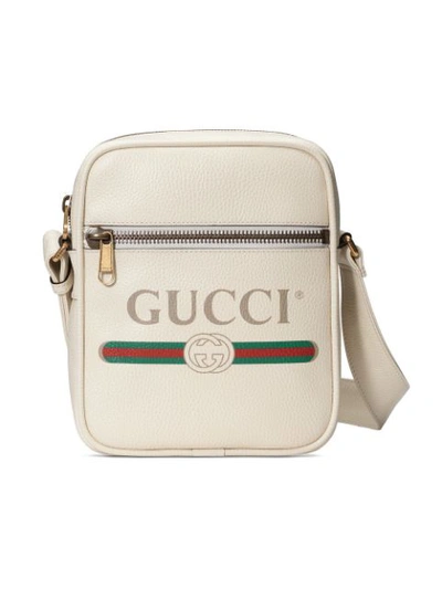 Gucci Print Messenger Bag In White