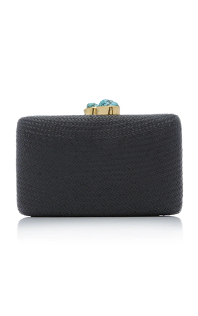 Kayu Jen Clutch With Turquoise Stone In Black
