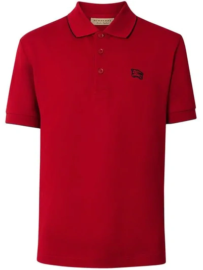 Burberry Tipped Cotton Piqué Polo Shirt In Red