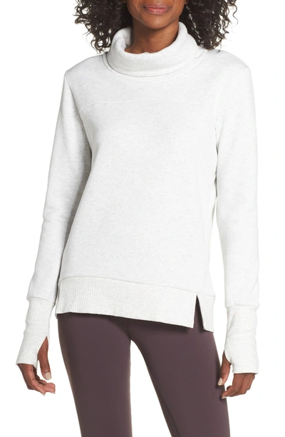 Alo Yoga 'haze' Funnel Neck Sweatshirt In White Heather