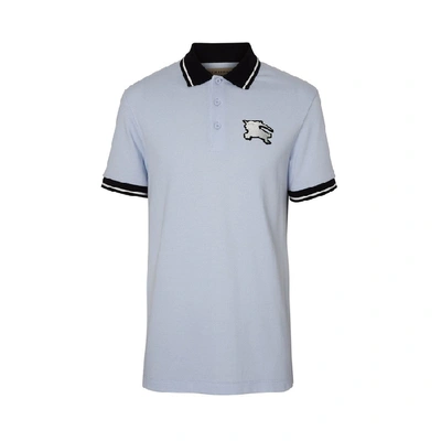 Burberry Tipped Cotton Pique Polo Shirt In Light Indigo