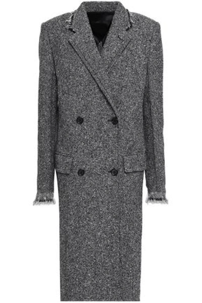 Helmut Lang Woman Double-breasted Wool-blend Tweed Coat Anthracite