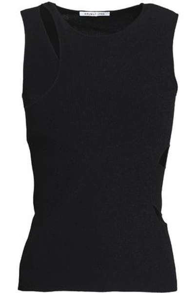 Helmut Lang Woman Cutout Ribbed-knit Top Black