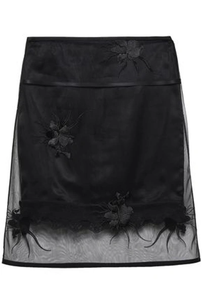 Helmut Lang Embroidered Tulle Skirt In Black