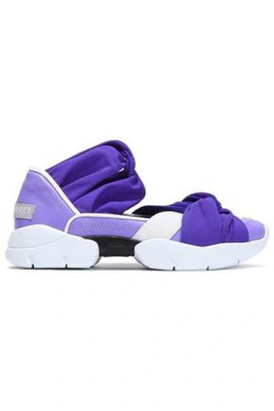 Emilio Pucci Woman Jersey-trimmed Leather Slip-on Sneakers Lavender