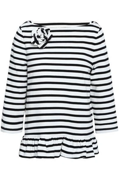 Kate Spade Woman Striped Cotton-jersey T-shirt Off-white