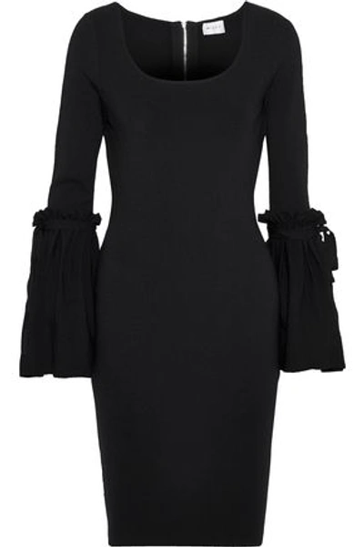 Milly Ruffle-trimmed Stretch-knit Dress In Black