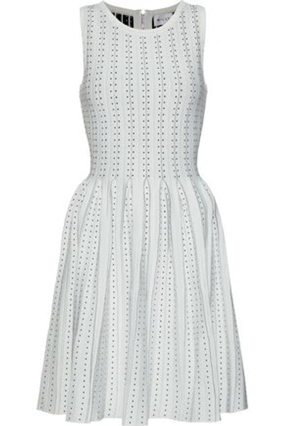 Milly Pleated Polka-dot Jacquard-knit Dress In White