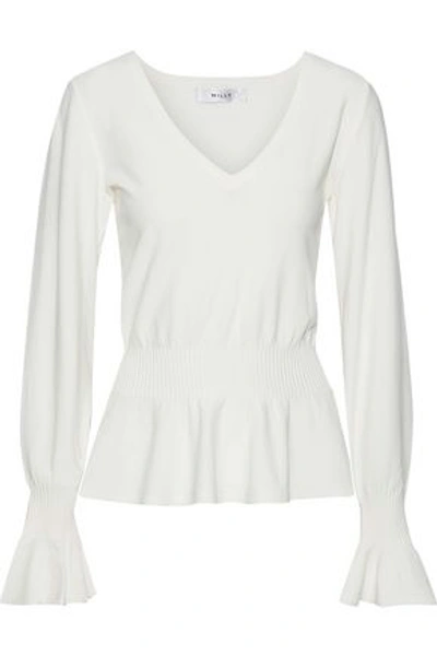 Milly Fluted Stretch-knit Top In White