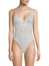 Fleur Du Mal Lily V-neck Bodysuit In Platinum