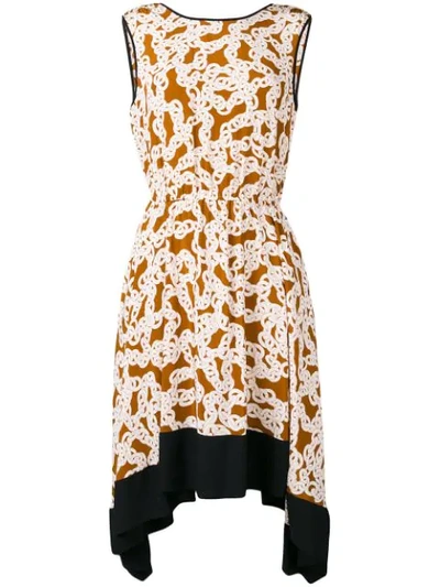Diane Von Furstenberg Talis Chain-print Sleeveless Silk Dress In Brown