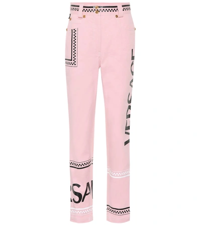 Versace Printed High-rise Straight Jeans In Pink
