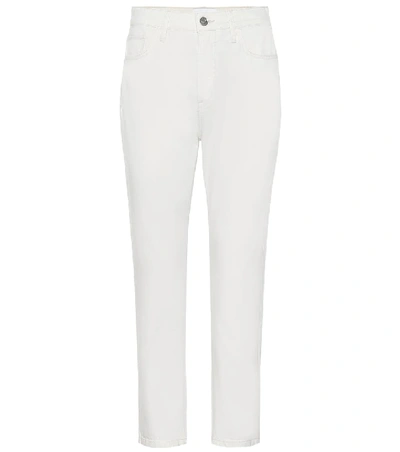 Current Elliott The Vintage Cropped Mid-rise Slim Jeans In White