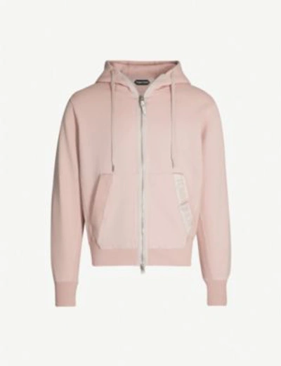 Tom Ford Logo-print Cotton-jersey Hoody In Pink