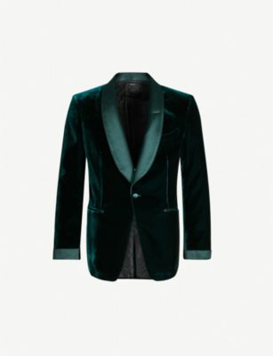 Tom Ford Shelton-fit Velvet Tuxedo Jacket In Green | ModeSens