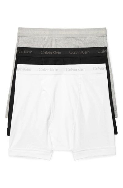 Calvin Klein Cotton Classics Boxer Briefs, Pack Of 3 In White/ Black/ Heather Grey