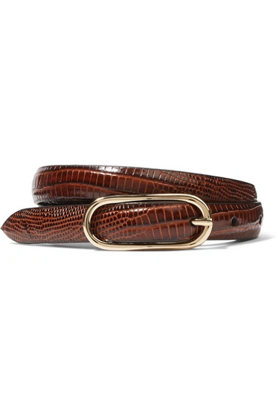 Anderson's Croc-effect Leather Belt In Burgundy