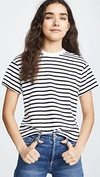 Atm Anthony Thomas Melillo Striped Crewneck Short-sleeve Jersey Boy Tee In Black White Stripe