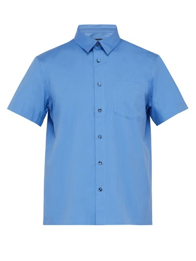 Apc Cippi  Short-sleeved Cotton Poplin Shirt In Blue