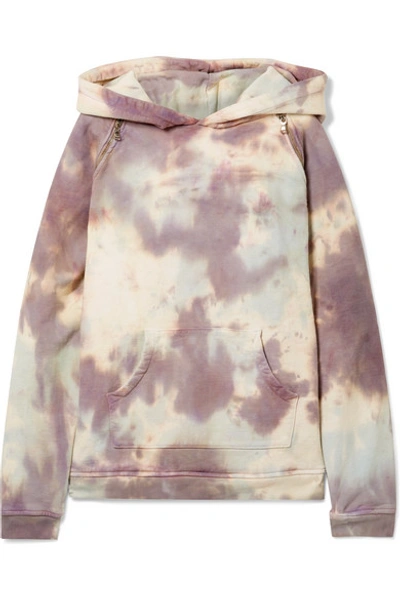 Tre By Natalie Ratabesi The Brigitte Embellished Tie-dyed Cotton-terry Hoodie In Lilac