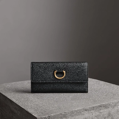 Burberry D-ring Grainy Leather Continental Wallet In Black