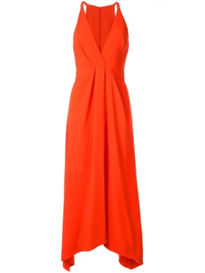 Dion Lee Asymmetric V-neck Midi Dress In Orange