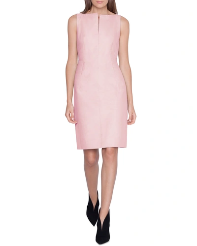 Akris Sleeveless Cotton Sheath Dress In Pink/brown