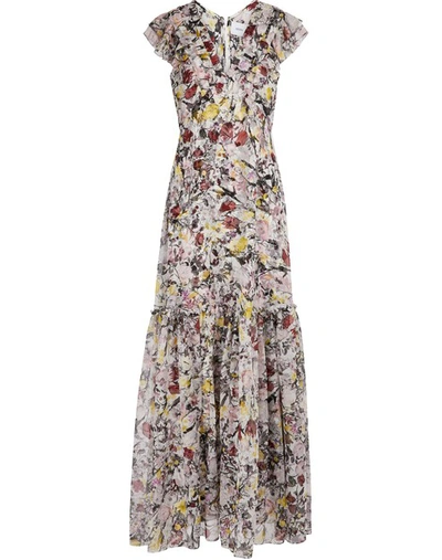 Erdem Franceline Floral Sleeveless Gown In White Pink