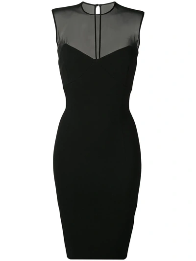Victoria Beckham Sweetheart Illusion Fitted Dress In Black