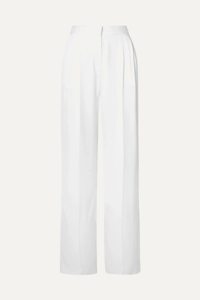 Rosetta Getty Pleated Crepe Wide-leg Pants In White