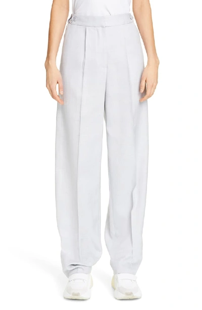 Stella Mccartney Linen Button-tab Pants In Ciel