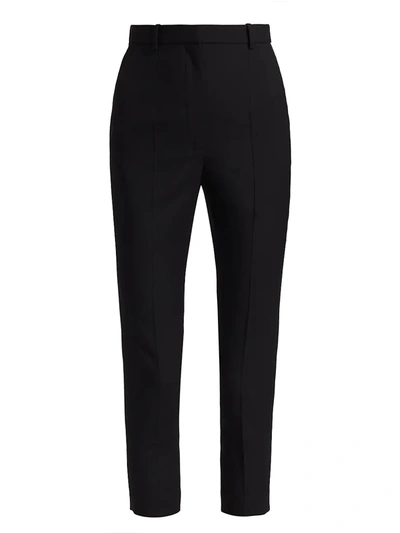 Alexander Mcqueen Leaf Crepe Skinny Pants In Black