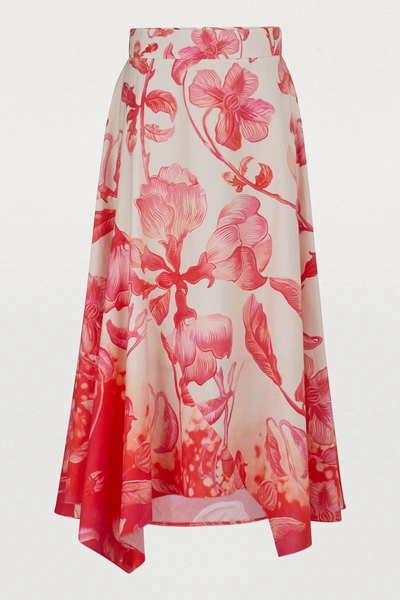 Peter Pilotto High-rise Floral Asymmetric Skirt In Pink Pattern