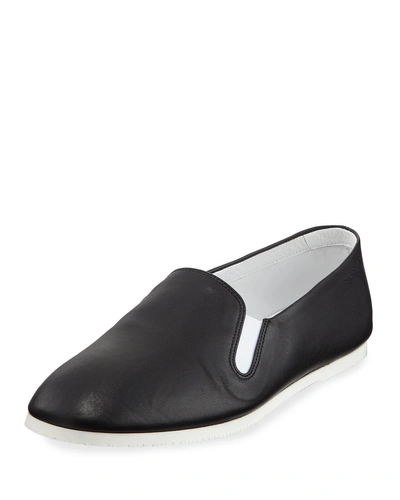 The Row Grace Leather Slip-on Flat Loafers In Black