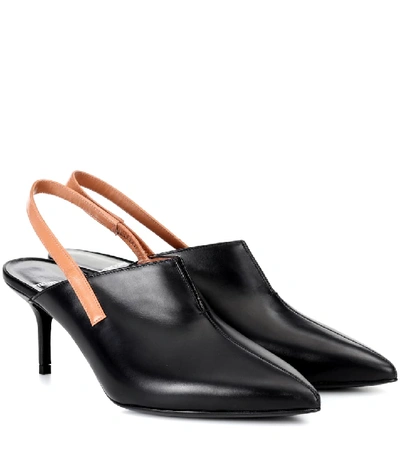 Pierre Hardy Secret Leather Slingback Mules In Black