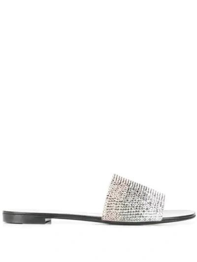 Giuseppe Zanotti Crystal-embellished Flat Metallic Slide Sandals In Rose Ombre