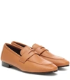 Bougeotte Acajou Leather Penny Loafers In Brown