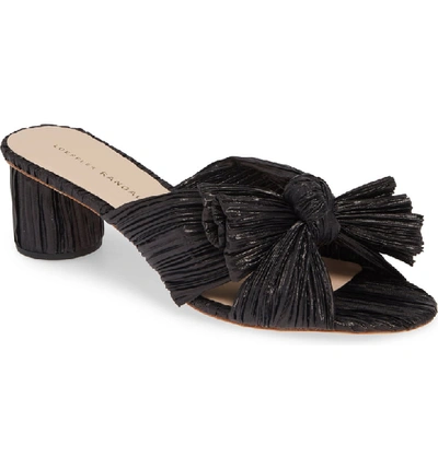 Loeffler Randall Emilia Pleated Knot Slide Sandals In Black