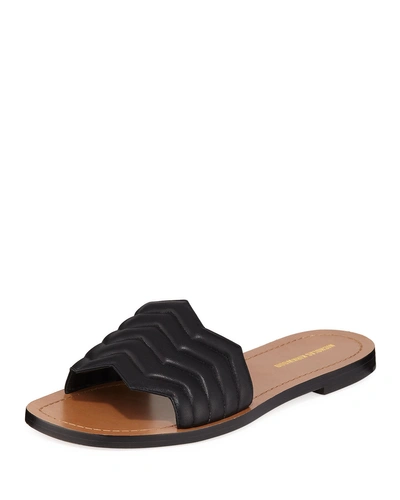 Nicholas Kirkwood Chevron Flat Slide Sandals, Black